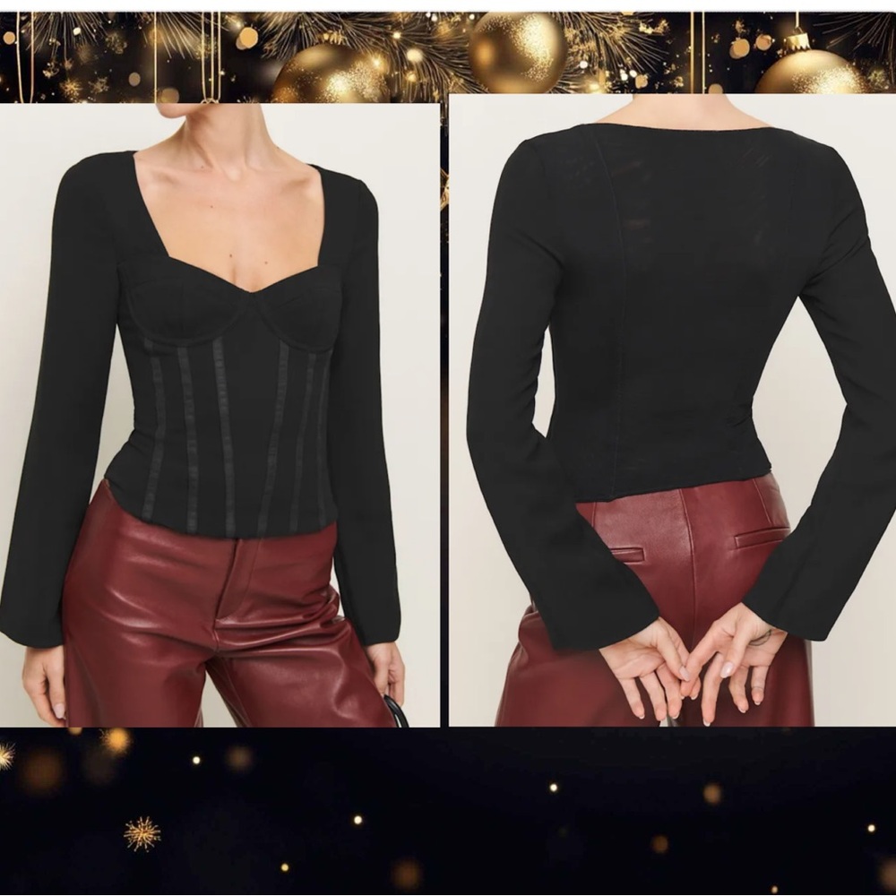 Reformation Amina Top Black Women's Size 12 NWT 🖤✨